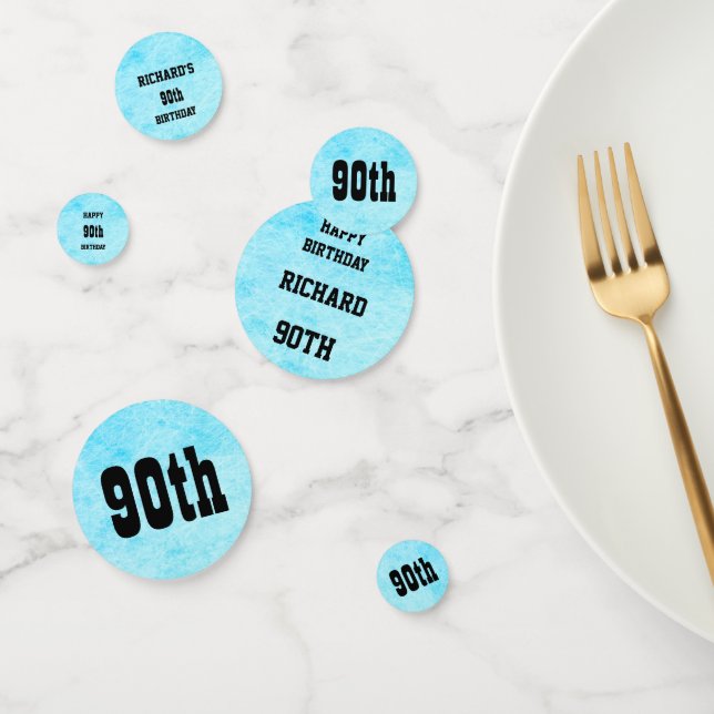 Blue Personalised 90th Birthday Confetti (Group)