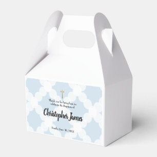 Blue personalised baby boy Baptism Thank you Gift Favour Box
