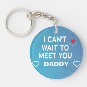 Blue Personalised Baby's Sonogram Expectant Daddy Key Ring