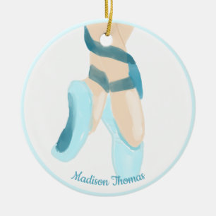 Blue Personalised Ballet Slippers Ceramic   Ceramic Tree Decoration