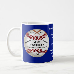 Blue Personalised, Baseball Coach Thank You Mug
