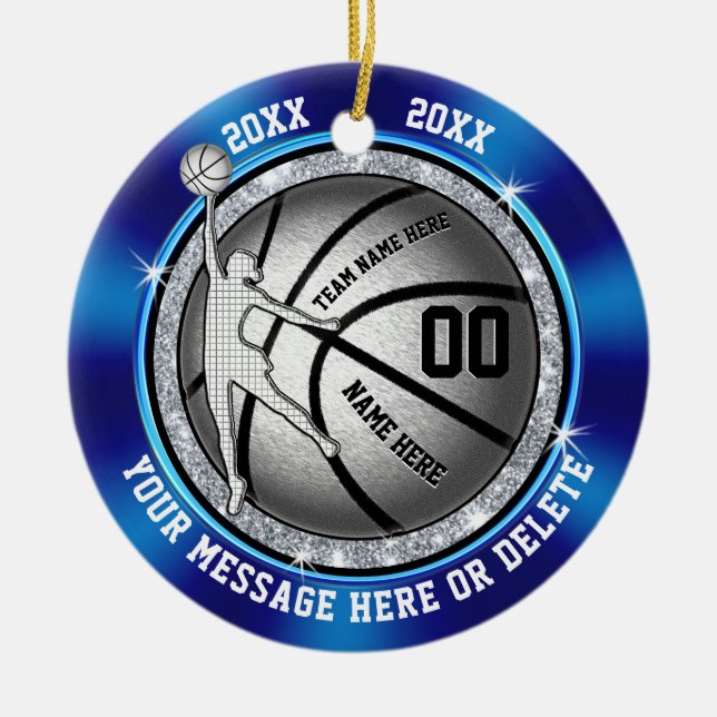 Blue Personalised Basketball Ornaments for Girls (Front)