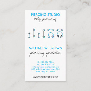 Blue Personalised Branding for Piercing Art Business Card