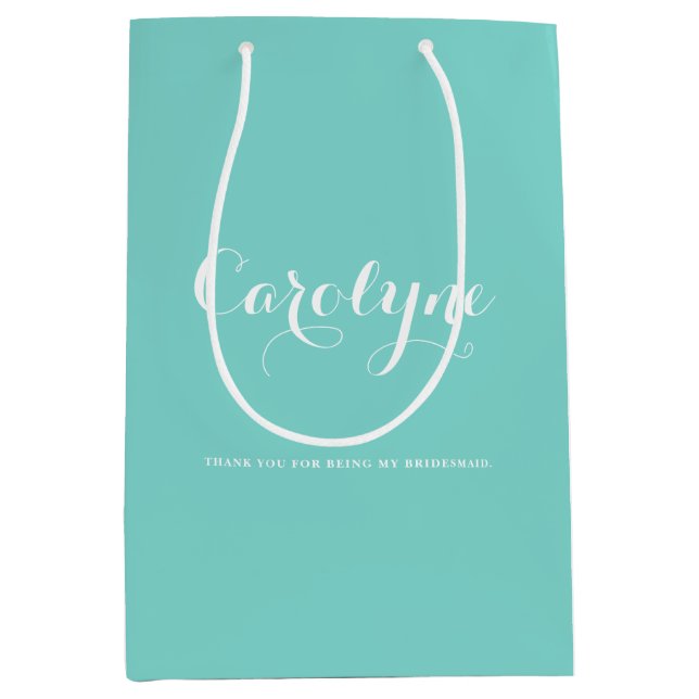 Blue Personalised Bridesmaid Bridal Shower Medium Gift Bag (Front)