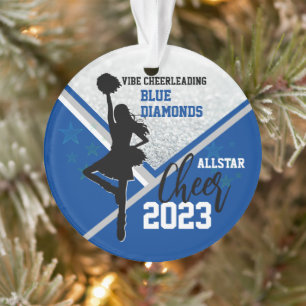 Blue Personalised Cheerleading Christmas  Ornament