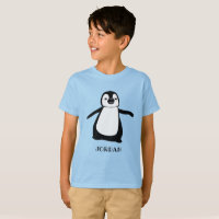 Blue personalised cute penguin illustration Girl