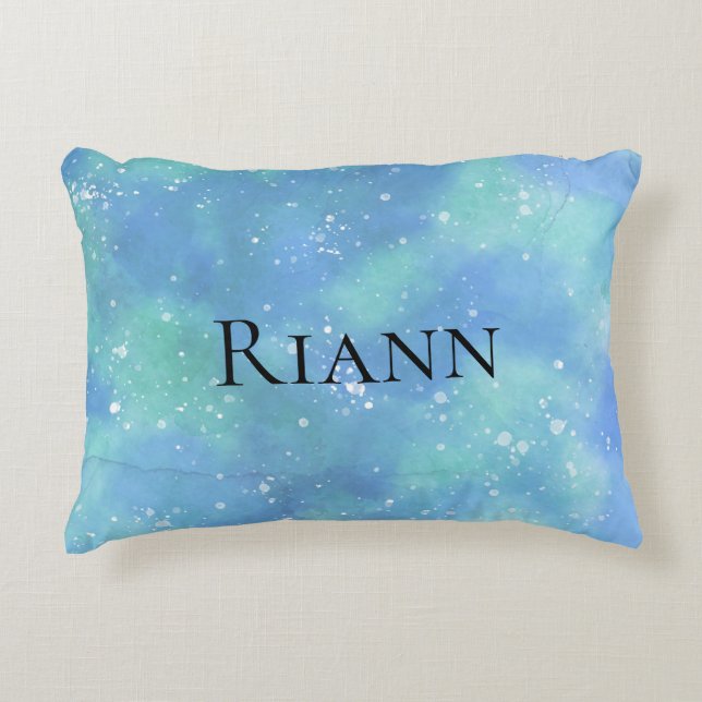Blue Personalised Fantasy Princess Girly Decorative Cushion (Front)
