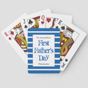 Blue Personalised First Father's Day Playing Cards