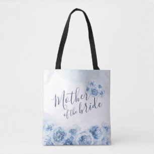 Blue personalised floral mother of the bride tote bag