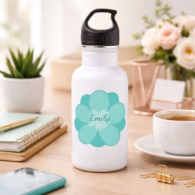 Blue personalised flower 532 ml water bottle (Creator Uploaded)