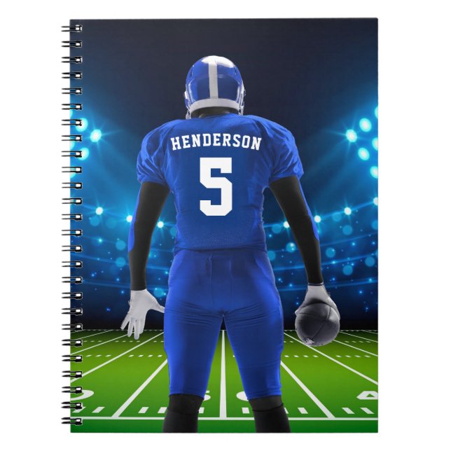 Blue Personalised Football Player Notebook (Front)