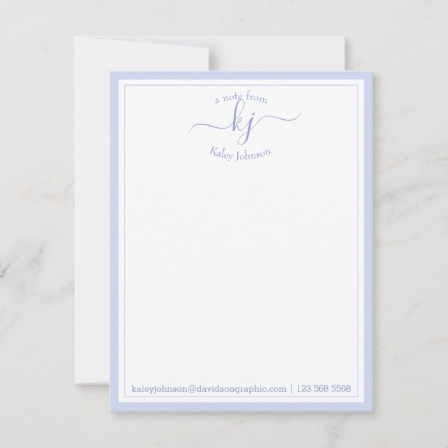 Blue Personalised | From The Desk Of Note Card (Front)