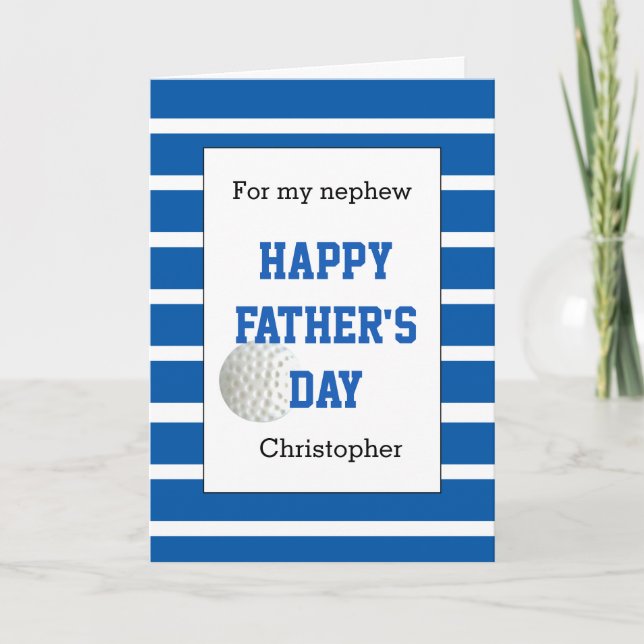 Blue Personalised Golf Father's Day Nephew Card (Front)