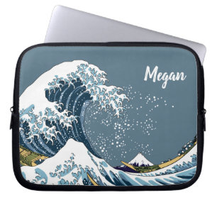 Blue Personalised Great Wave off Kanagawa Laptop Sleeve