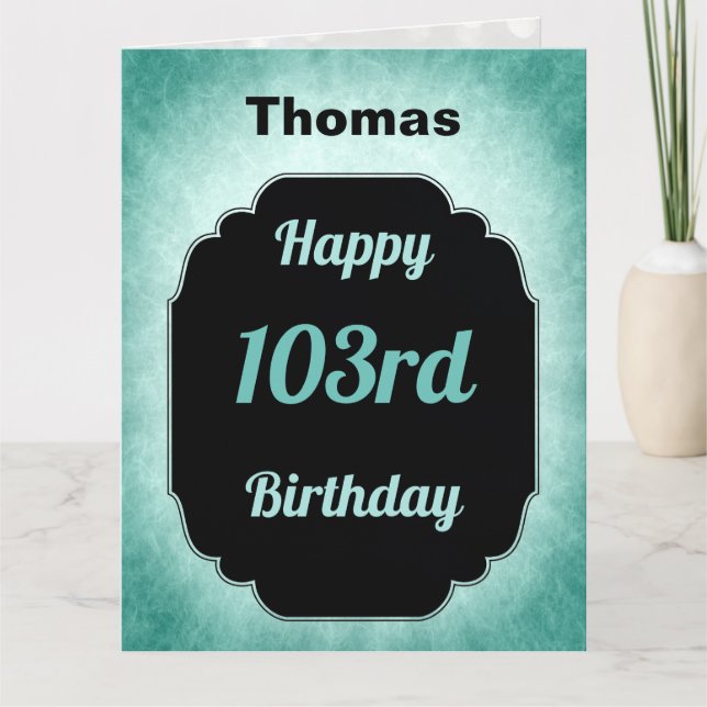 Blue personalised Happy 103rd Birthday Card (Front)