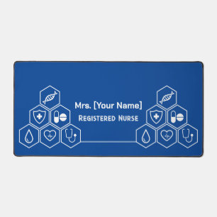 Blue Personalised Healthcare Job Custom Desk Mat