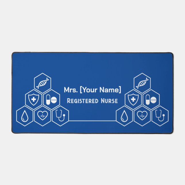 Blue Personalised Healthcare Job Custom Desk Mat (Front)