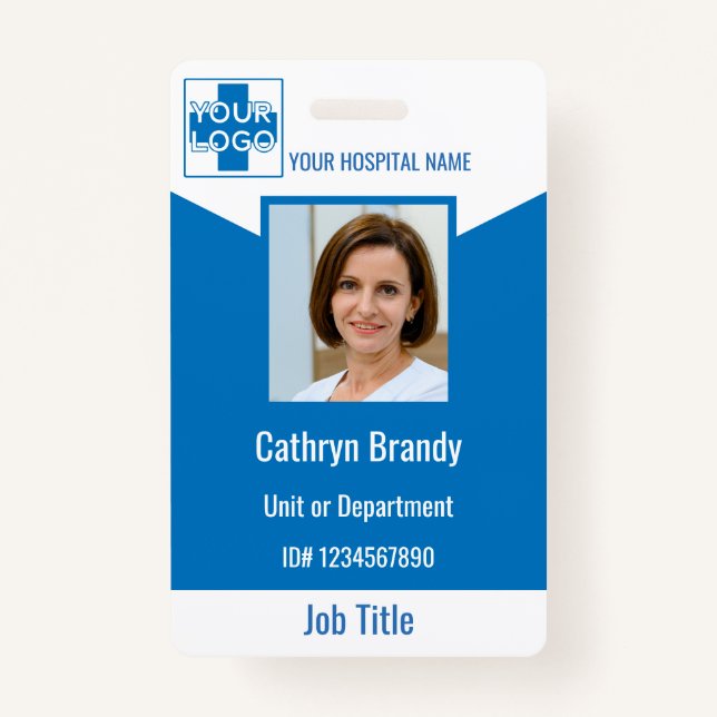 blue Personalised Hospital or Clinic Employee ID Badge (Front)