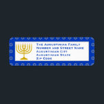Blue Personalised Menorah HANUKKAH Return Address<br><div class="desc">Stylish blue Menorah RETURN ADDRESS LABELS, showing gold coloured menorah against a blue background with a silver grey Star of David pattern. There is customisable placeholder text, so you can personalise with your own details. Ideal addition for your Hanukkah-themed cards and invitations. Matching stationery and gifts are available in the...</div>