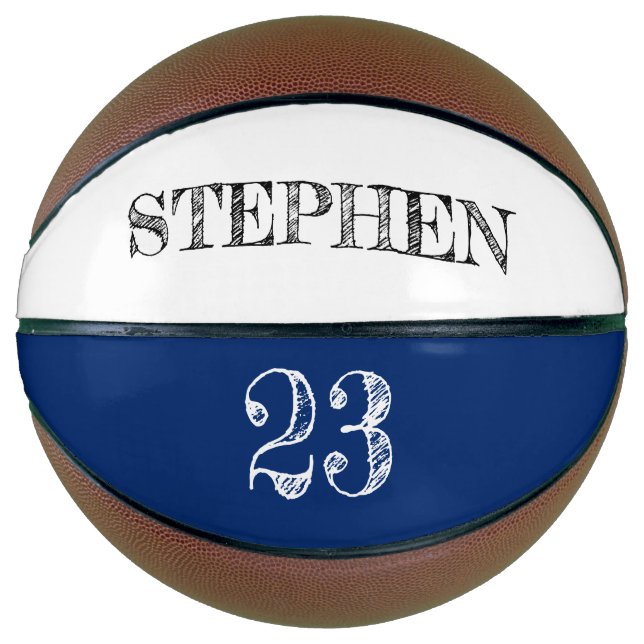 Blue Personalised Name Ball Player Number Basketball (Front)