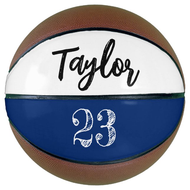 Blue Personalised Name Ball Player Number Basketball (Front)