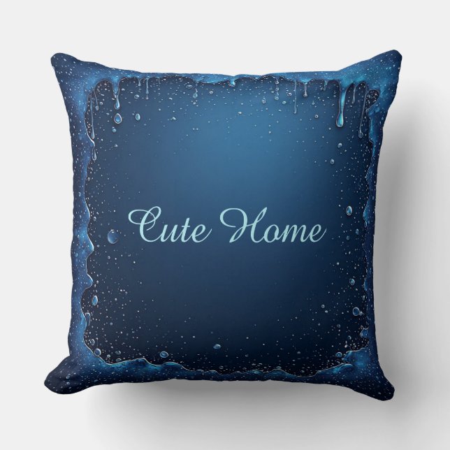 Blue Personalised Name Custom Gift Cushion (Front)