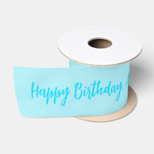 Blue Personalised Name Happy Birthday Satin Ribbon