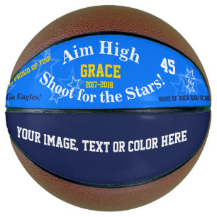 Blue Personalised Name Team Stars Basketball