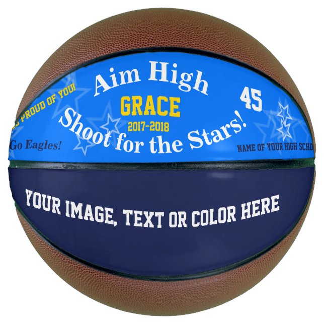 Blue Personalised Name Team Stars Basketball (Front)