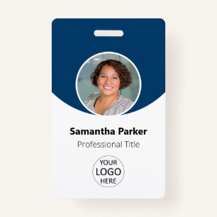 Blue Personalised Photo, Logo, Barcode Employee ID Badge