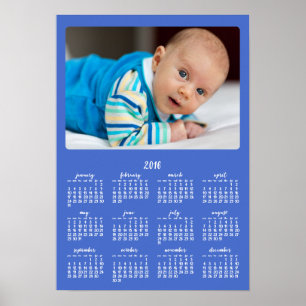 Blue Personalised Poster Yearly Calendar 2016