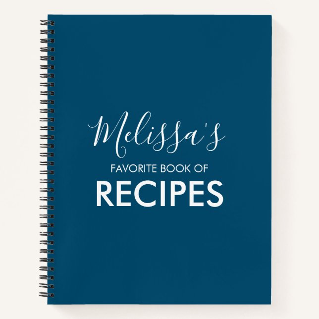 Blue Personalised Recipe Book (Front)