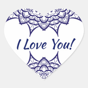 Blue personalised sign "I Love You!" Heart Sticker