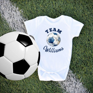 Blue Personalised Soccer Ball Boys Baby Bodysuit