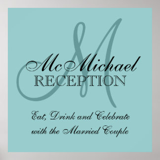 Blue Personalised Wedding Reception Sign