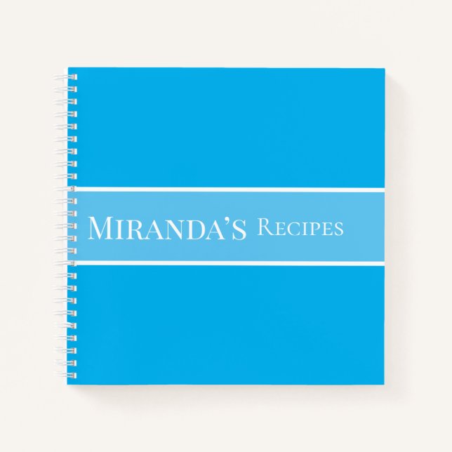 Blue Personalised Your Name Recipes Book Script (Front)