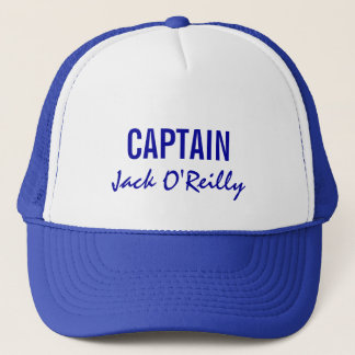 Blue Personalized Captain Trucker Hat
