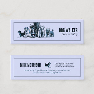 blue pet dog carrier vintage 1920 mini business card