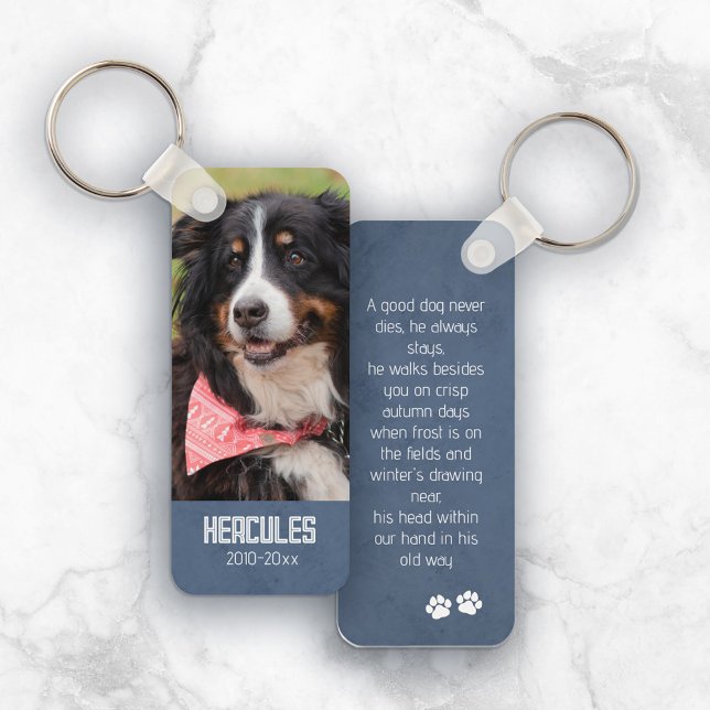 Blue Pet Memorial Poem & Pet Photo Key Ring (Creator Uploaded)