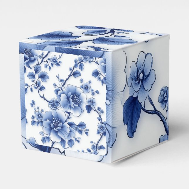 Blue Petal Cube Gift Box (Front Side)