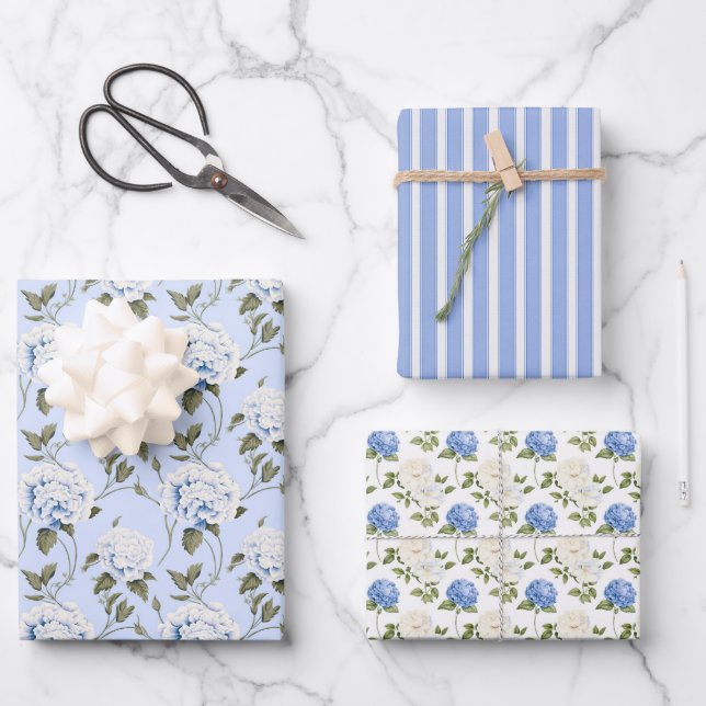 Blue Petal Symphony 3 Wrapping Paper Sheet (Front)
