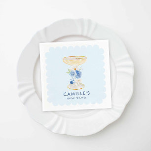 Blue Petals and Prosecco Bridal Shower Napkin