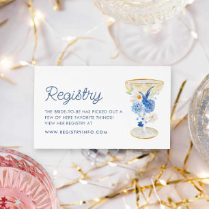 Blue Petals and Prosecco Bridal Shower Registry Enclosure Card