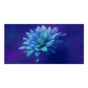 Blue Petals in a Dreamlike Purple Mist Poster