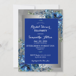 Blue Petals of Love: Join Us for a Bridal Shower Invitation