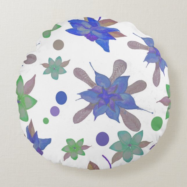 Blue Petals Round Cushion (Front)