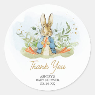 Blue Peter Rabbit Baby Shower  Classic Round Sticker