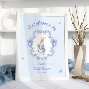 Blue Peter Rabbit Baby Shower Welcome Poster