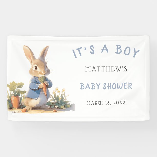 Blue Peter Rabbit Boy Baby Shower Banner (Horizontal)