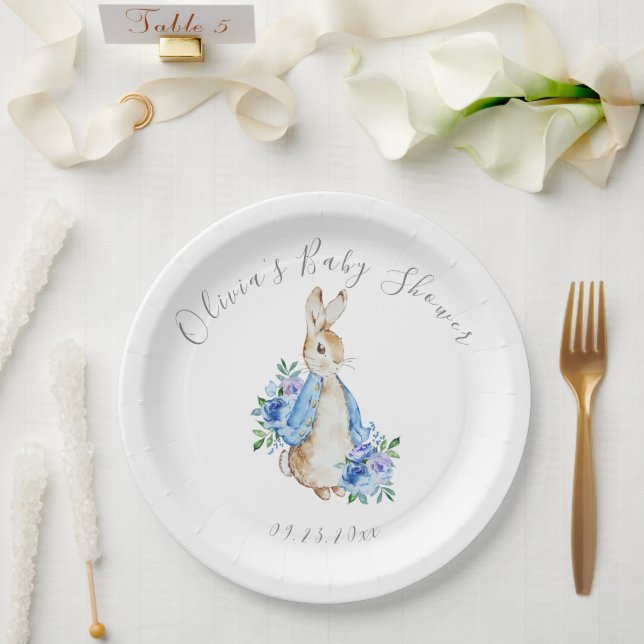 Blue Peter Rabbit Boy Girl Baby Shower Paper Plate (Wedding)